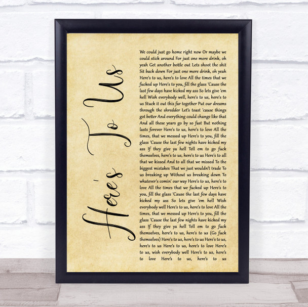 Halestorm Here's To Us Rustic Script Song Lyric Quote Print