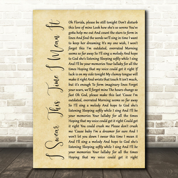 Mayday Parade I Swear This Time I Mean It Rustic Script Song Lyric Quote Print