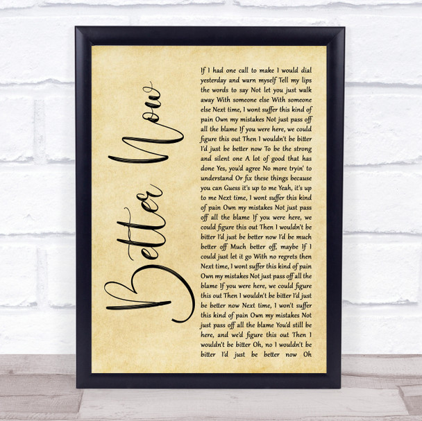 Rascal Flatts Better Now Rustic Script Song Lyric Quote Print