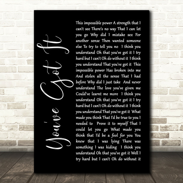 Simply Red You've Got It Black Script Song Lyric Quote Print