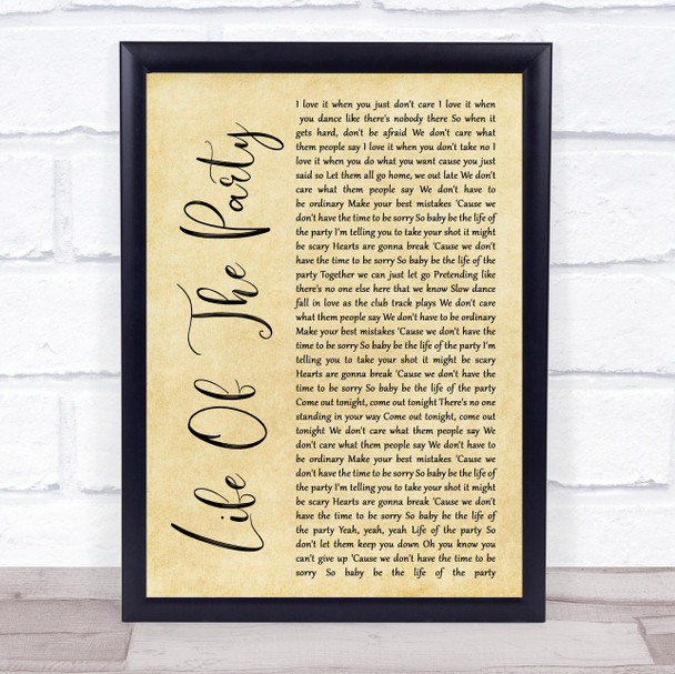 Shawn Mendes Life Of The Party Rustic Script Song Lyric Quote Print