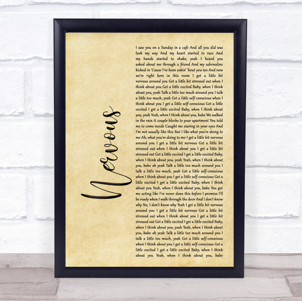 Shawn Mendes Nervous Rustic Script Song Lyric Quote Print