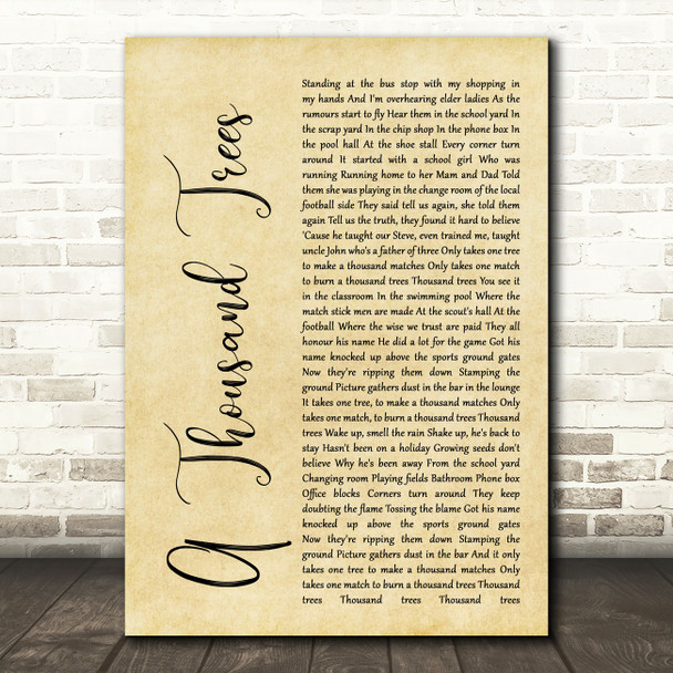 Stereophonics A Thousand Trees Rustic Script Song Lyric Quote Print