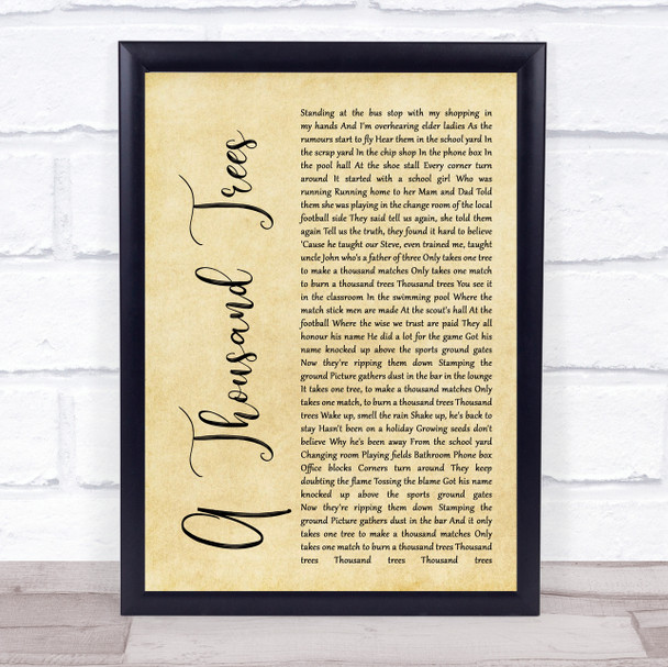 Stereophonics A Thousand Trees Rustic Script Song Lyric Quote Print