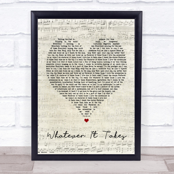 Imagine Dragons Whatever It Takes Script Heart Song Lyric Quote Print