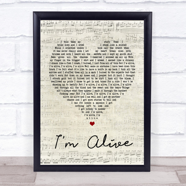 Kasey Chambers I'm Alive Script Heart Song Lyric Quote Print