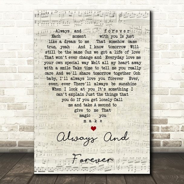 Always And Forever Luther Vandross Script Heart Song Lyric Quote Print