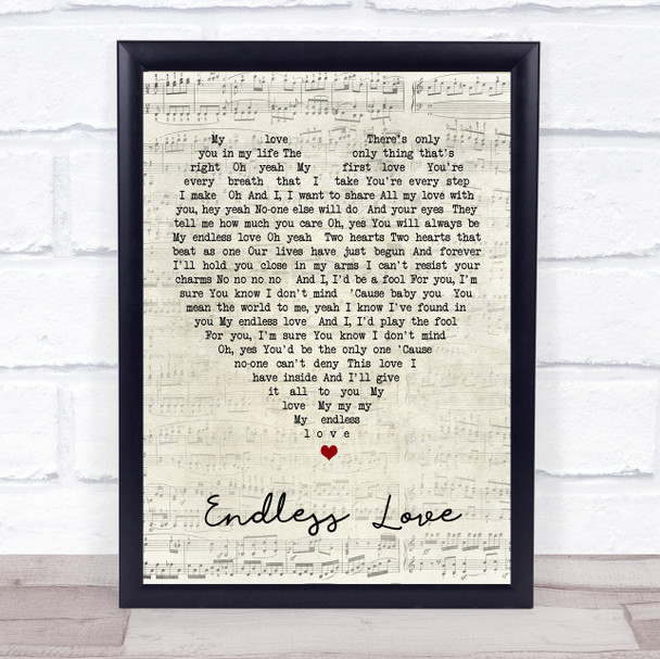 Endless Love Luther Vandross Script Heart Song Lyric Quote Print
