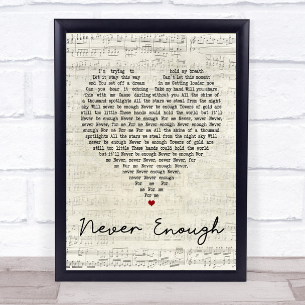 Loren Allred Never Enough Script Heart Song Lyric Quote Print