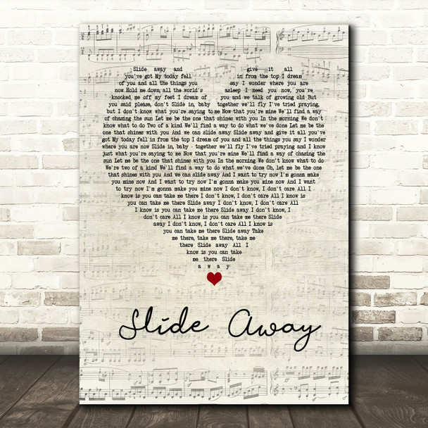 Noel Gallagher Slide Away Script Heart Song Lyric Quote Print