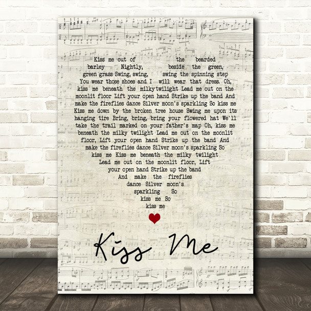 Sixpence None The Richer Kiss Me Script Heart Song Lyric Quote Print