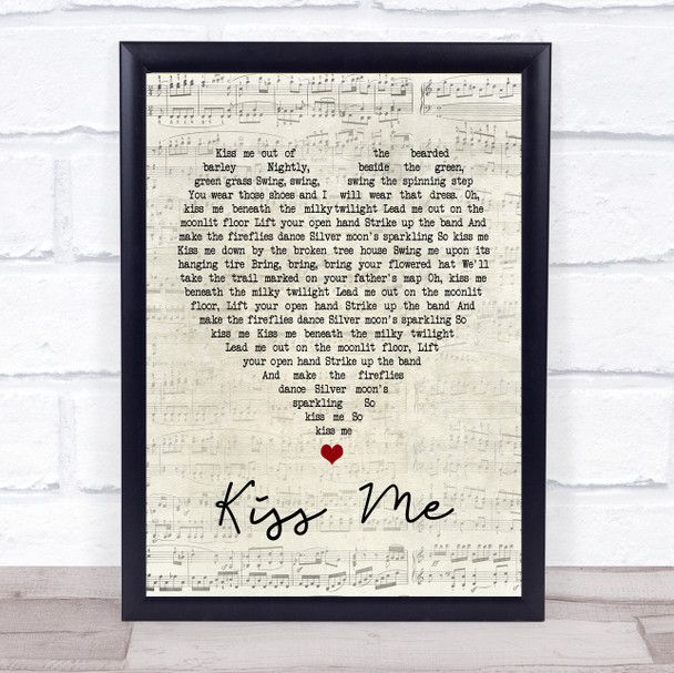 Sixpence None The Richer Kiss Me Script Heart Song Lyric Quote Print