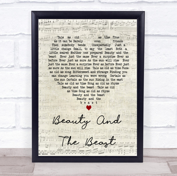 Celine Dione Beauty And The Beast Script Heart Song Lyric Quote Print
