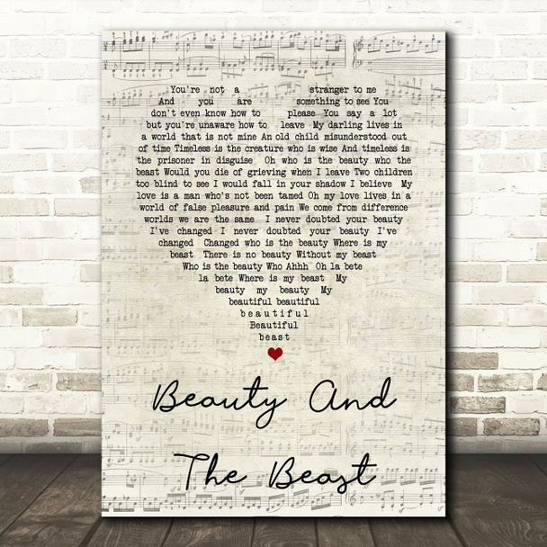 Stevie Nicks Beauty And The Beast Script Heart Song Lyric Quote Print