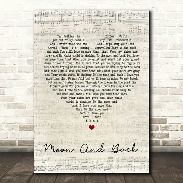 Alice Kristiansen Moon And Back Script Heart Song Lyric Quote Print