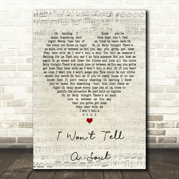 Charlie Puth I Won't Tell A Soul Script Heart Song Lyric Quote Print