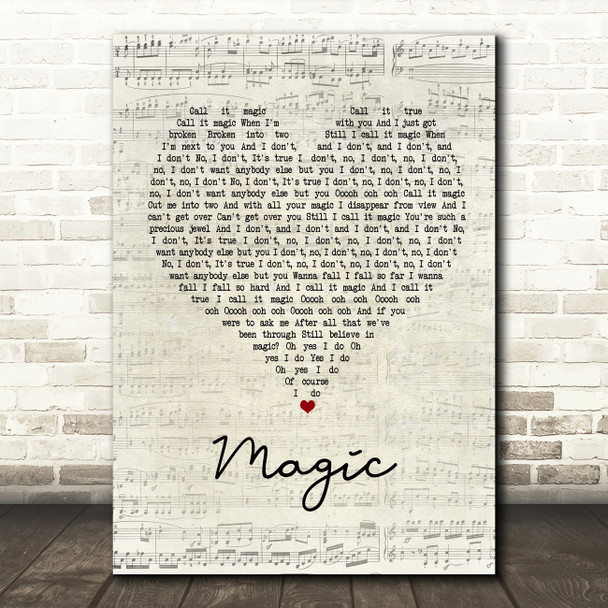 Coldplay Magic Script Heart Song Lyric Quote Print