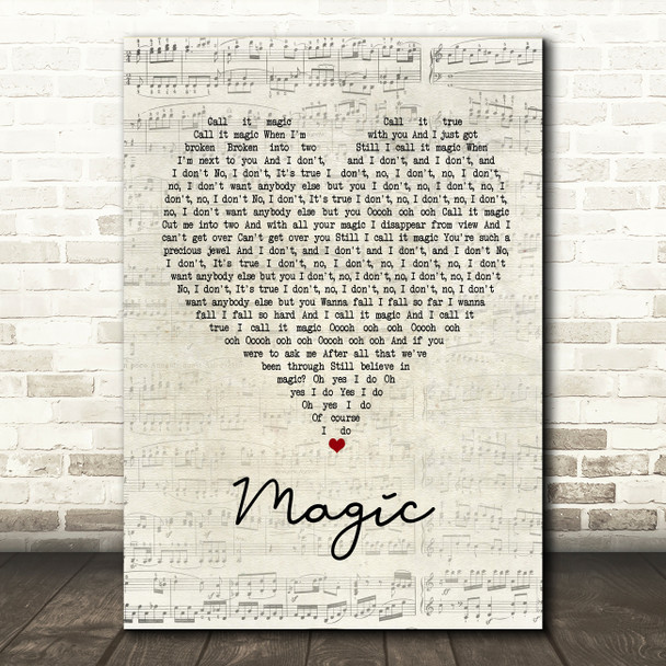 Coldplay Magic Script Heart Song Lyric Quote Print