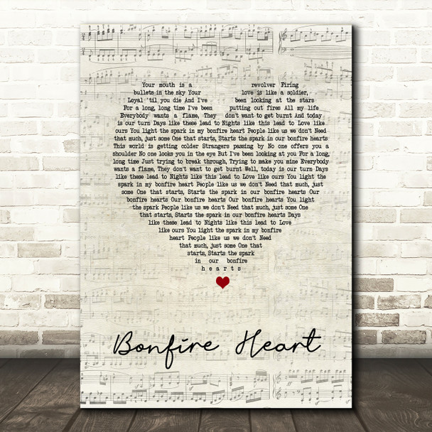 James Blunt Bonfire Heart Script Heart Song Lyric Quote Print