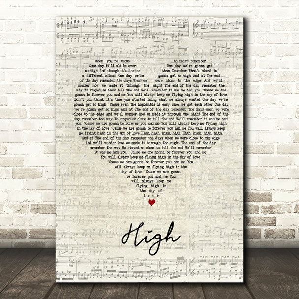 Lighthouse Family High Script Heart Song Lyric Quote Print