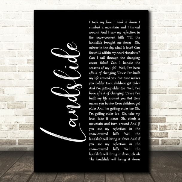 Fleetwood Mac Landslide Black Script Song Lyric Quote Print