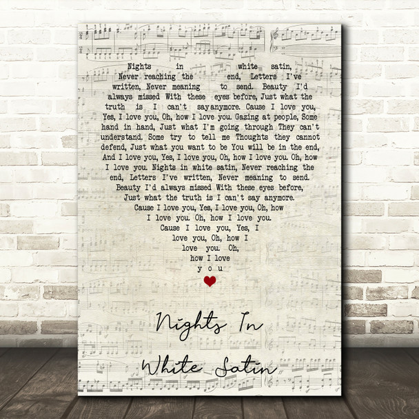 Moody Blues Nights In White Satin Script Heart Song Lyric Quote Print