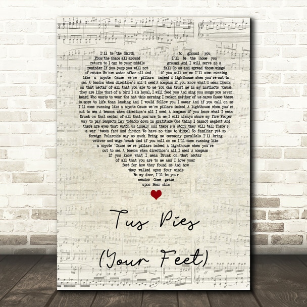 Nahko Medicine For The People Tus Pies Your Feet Script Heart Song Lyric Print