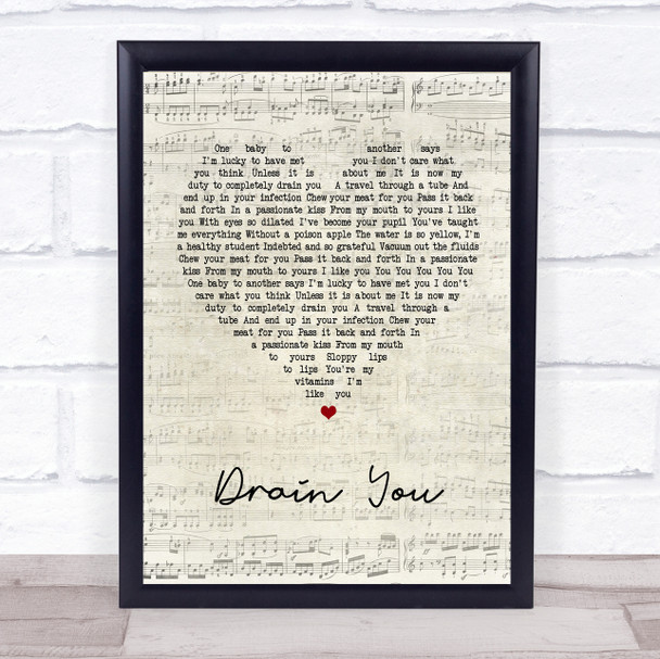 Nirvana Drain You Script Heart Song Lyric Quote Print