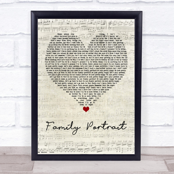 Pink Family Portrait Script Heart Song Lyric Quote Print