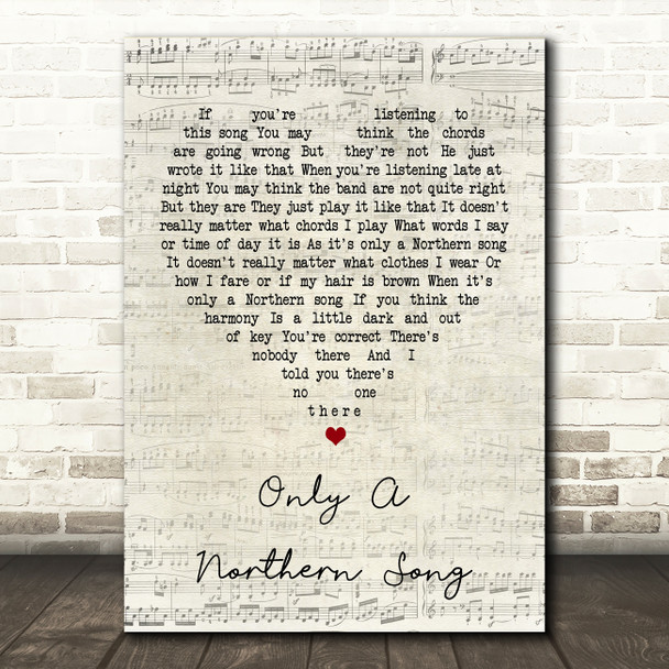 The Beatles Only A Northern Song Script Heart Song Lyric Quote Print