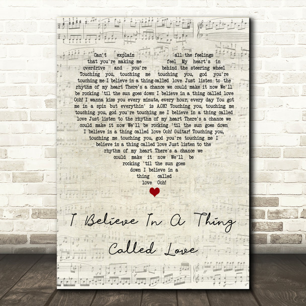 The Darkness I Believe In A Thing Called Love Script Heart Song Lyric Print