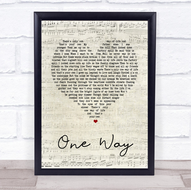 The Levellers One Way Script Heart Song Lyric Quote Print