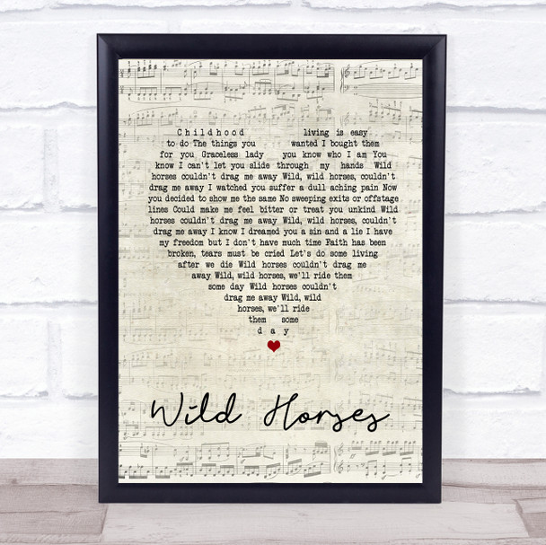 The Rolling Stones Wild Horses Script Heart Song Lyric Quote Print