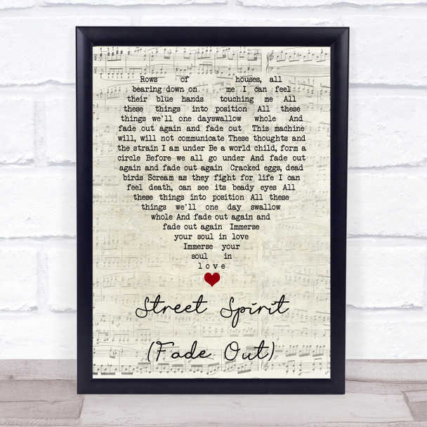 Street Spirit (Fade Out) Radiohead Script Heart Quote Song Lyric Print