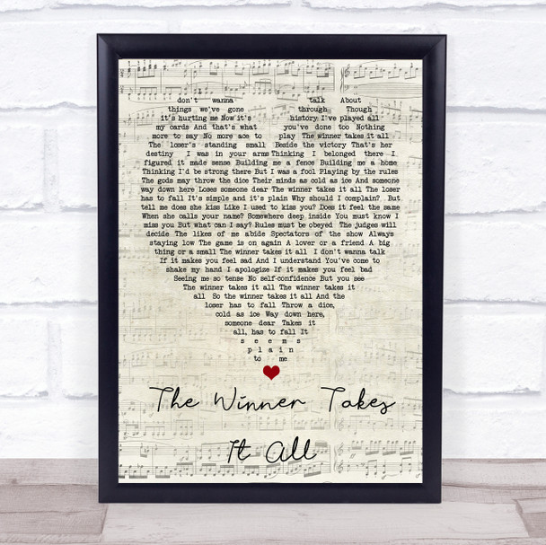 The Winner Takes It All ABBA Script Heart Quote Song Lyric Print