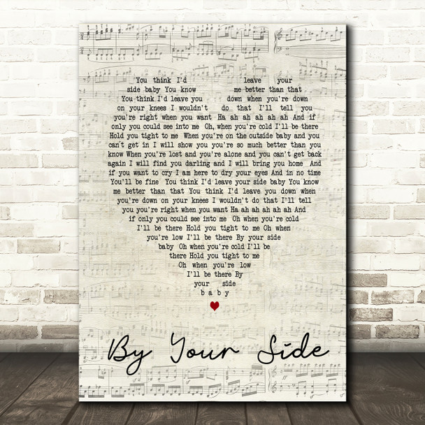 By Your Side Sade Script Heart Song Lyric Quote Print