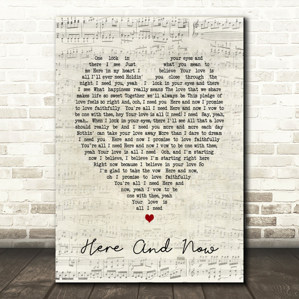 Here And Now Luther Vandross Script Heart Song Lyric Quote Print