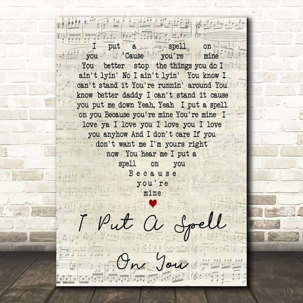 I Put A Spell On You Nina Simone Script Heart Song Lyric Quote Print