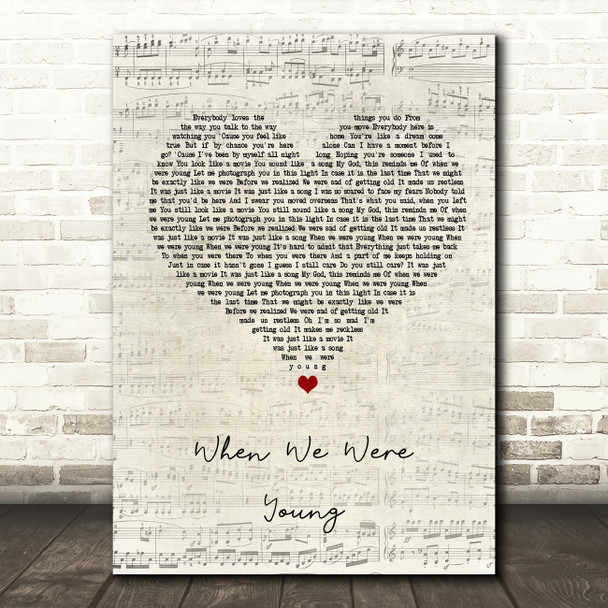 Adele When We Were Young Script Heart Song Lyric Quote Print