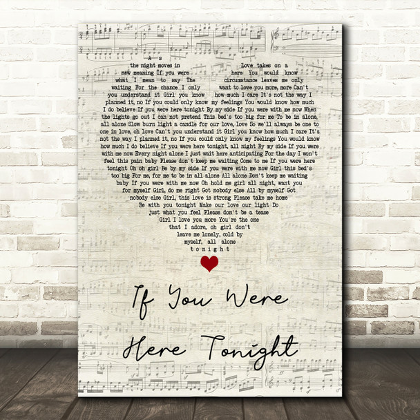 Alexander O'Neal If You Were Here Tonight Script Heart Song Lyric Quote Print