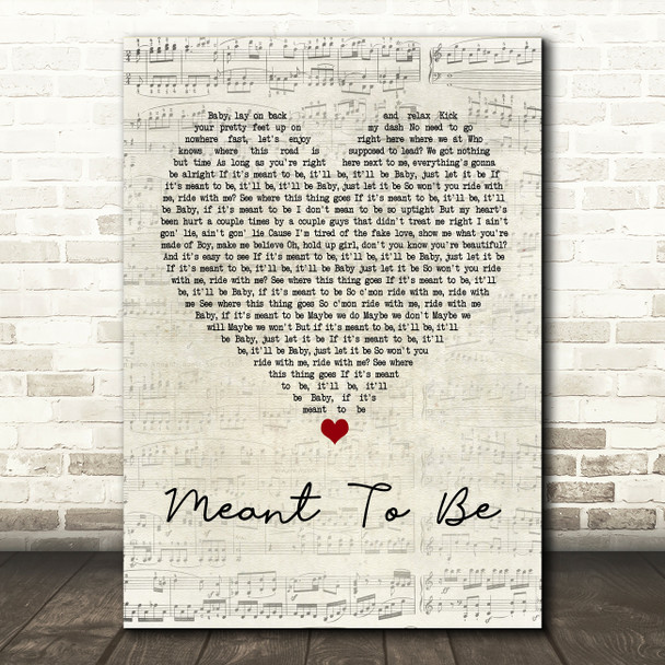 Bebe Rexha Meant To Be Script Heart Song Lyric Quote Print