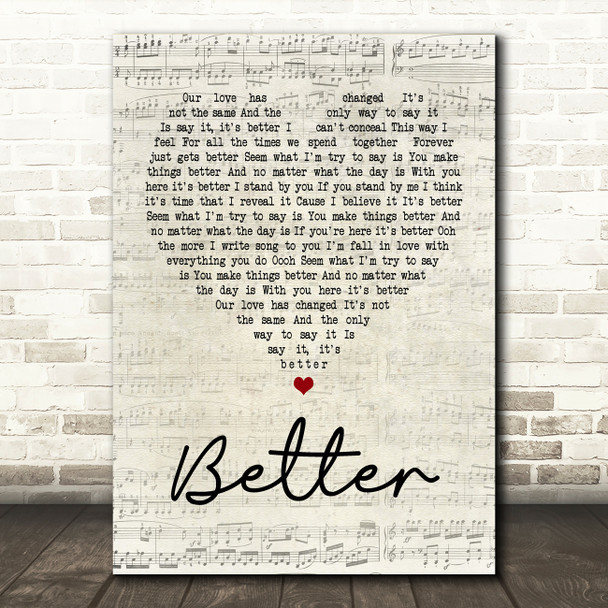 Boyzone Better Script Heart Song Lyric Quote Print