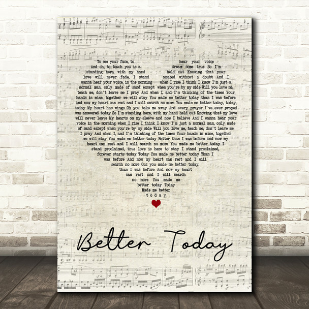 Coffey Anderson Better Today Script Heart Song Lyric Quote Print