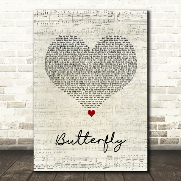 Crazy Town Butterfly Script Heart Song Lyric Quote Print