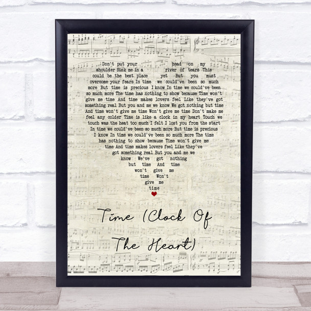 Culture Club Time (Clock Of The Heart) Script Heart Song Lyric Quote Print