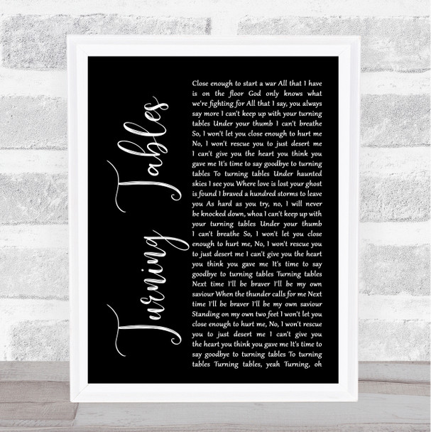 Adele Turning Tables Black Script Song Lyric Quote Print