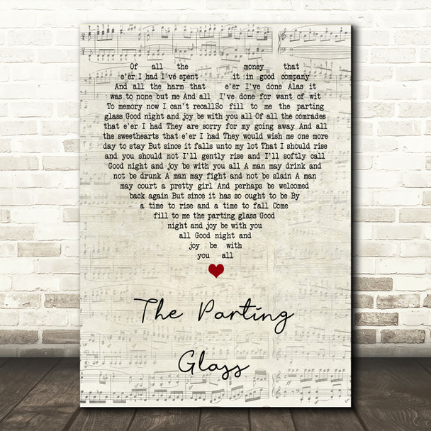 Ed Sheeran The Parting Glass Script Heart Song Lyric Quote Print