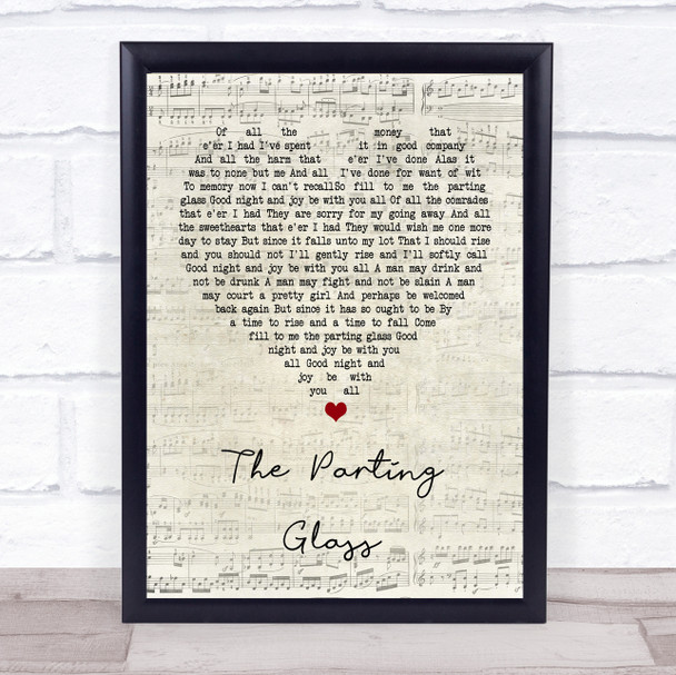 Ed Sheeran The Parting Glass Script Heart Song Lyric Quote Print
