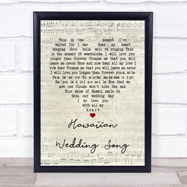 Elvis Presley Hawaiian Wedding Song Script Heart Song Lyric Quote Print
