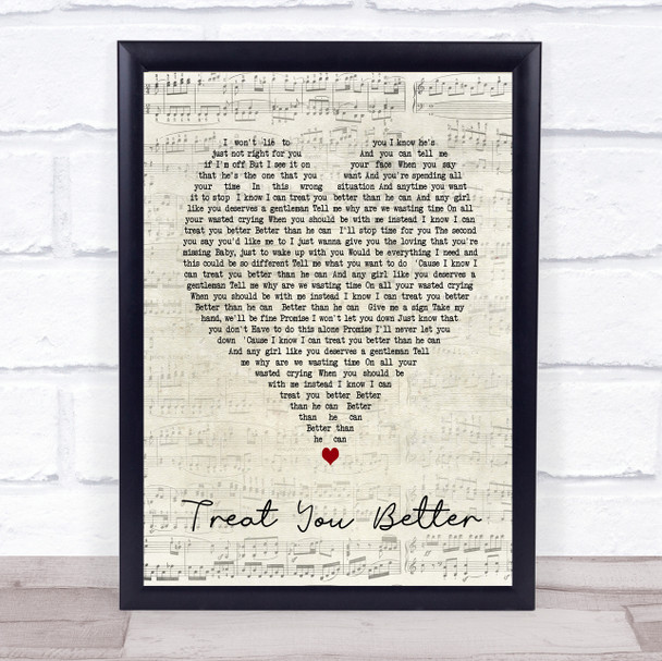 Treat You Better Shawn Mendes Script Heart Song Lyric Quote Print